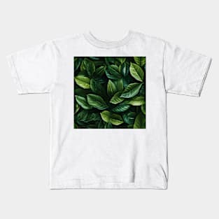 Green Leaves Pattern 10 Kids T-Shirt